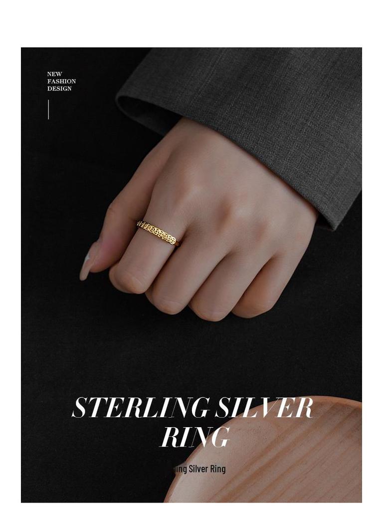 S925 Sterlingsilber Retro Wohlstand anziehender Münzring für Damen – Trendiges, einzigartiges, verstellbares Design