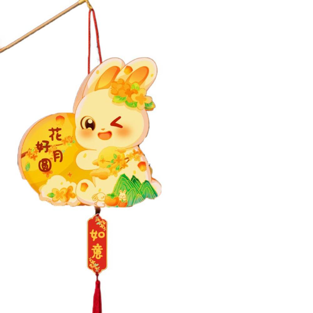 Cartoon Mid-Autumn Festival Lantern Glowing Lantern DIY Material Package Rabbit Lanterns  Gifts