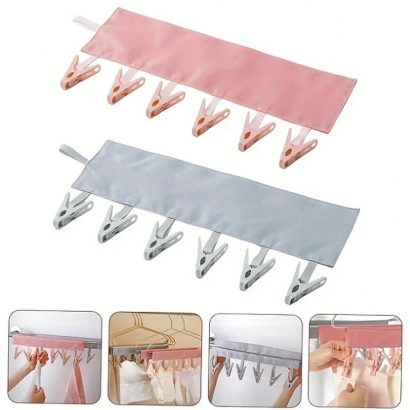 Portable Travel Clothes Hanger, Multi-Purpose Folding Clothes Clips, Hotel Socks & Underwear Clips, Travel Accessories Clothesline