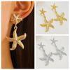 Exaggerated Starfish Stud Earrings Golden Starfish Drop Earrings Starfish Dangle Earrings  Party