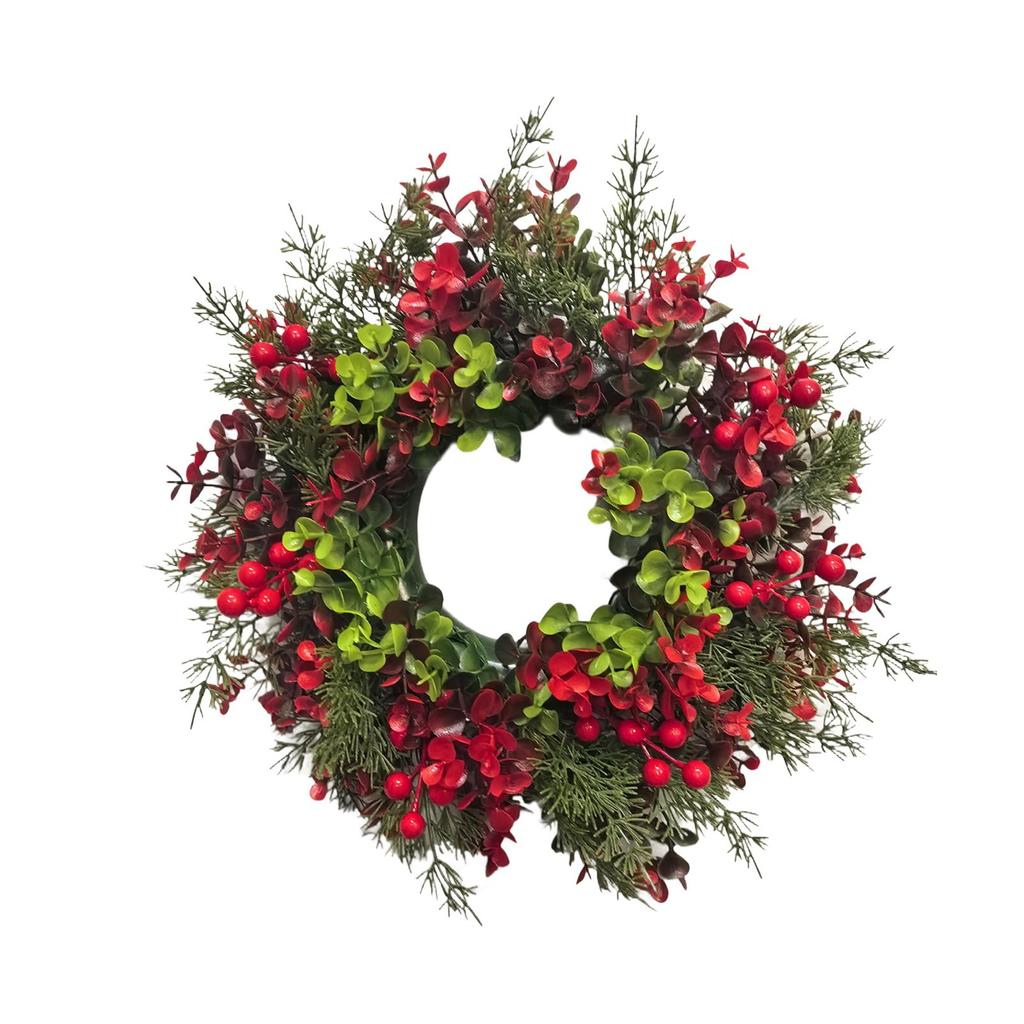 Christmas Wreath Ornament Front Door Winter Holiday Wreath Christmas Garland with Red Berry Clusters for Festival Home Office