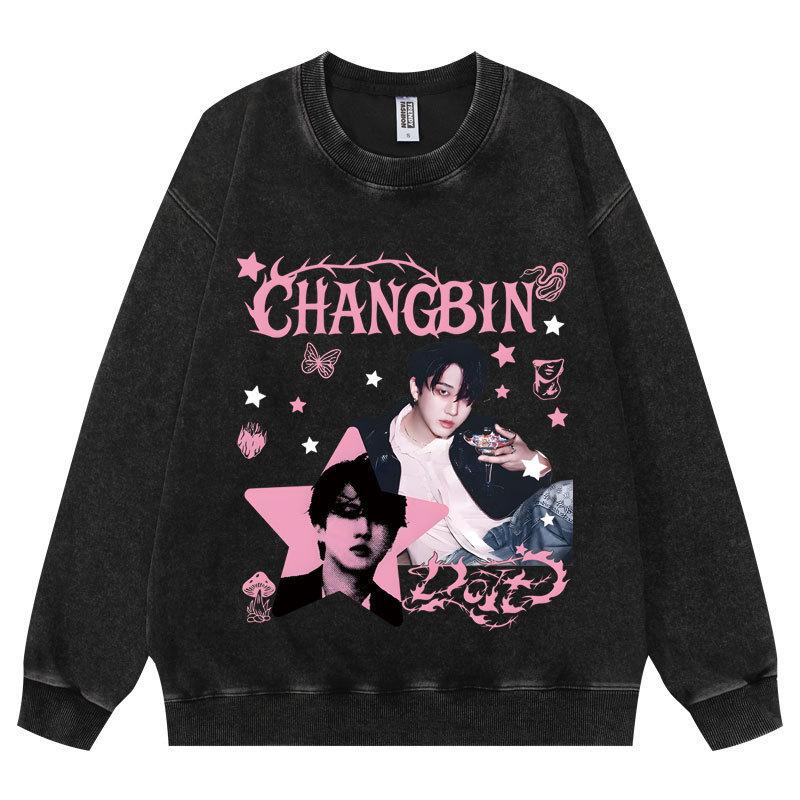 Adult Women Men Fashion Casual Korean POP Stars Dominate Pink Lee Know Felix Print Long Sleeves Sweatshirt