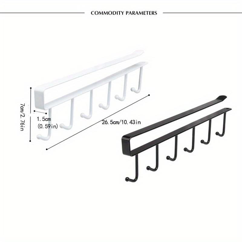 1pc Kitchen Shelf Storage Clothes Hanging Organizer Cup Holder Glass Mug Holder 6 Hooks Storage Rack