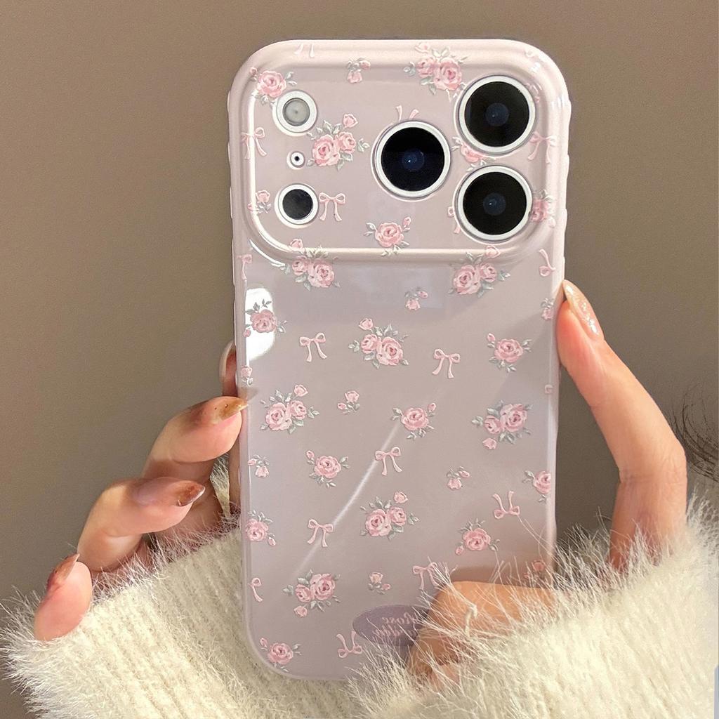 Frosted Crushed Rose Flower Case Suitable for Apple 17 Pro Max, iPhone 16, Beautiful 1513, Anti-drop 14