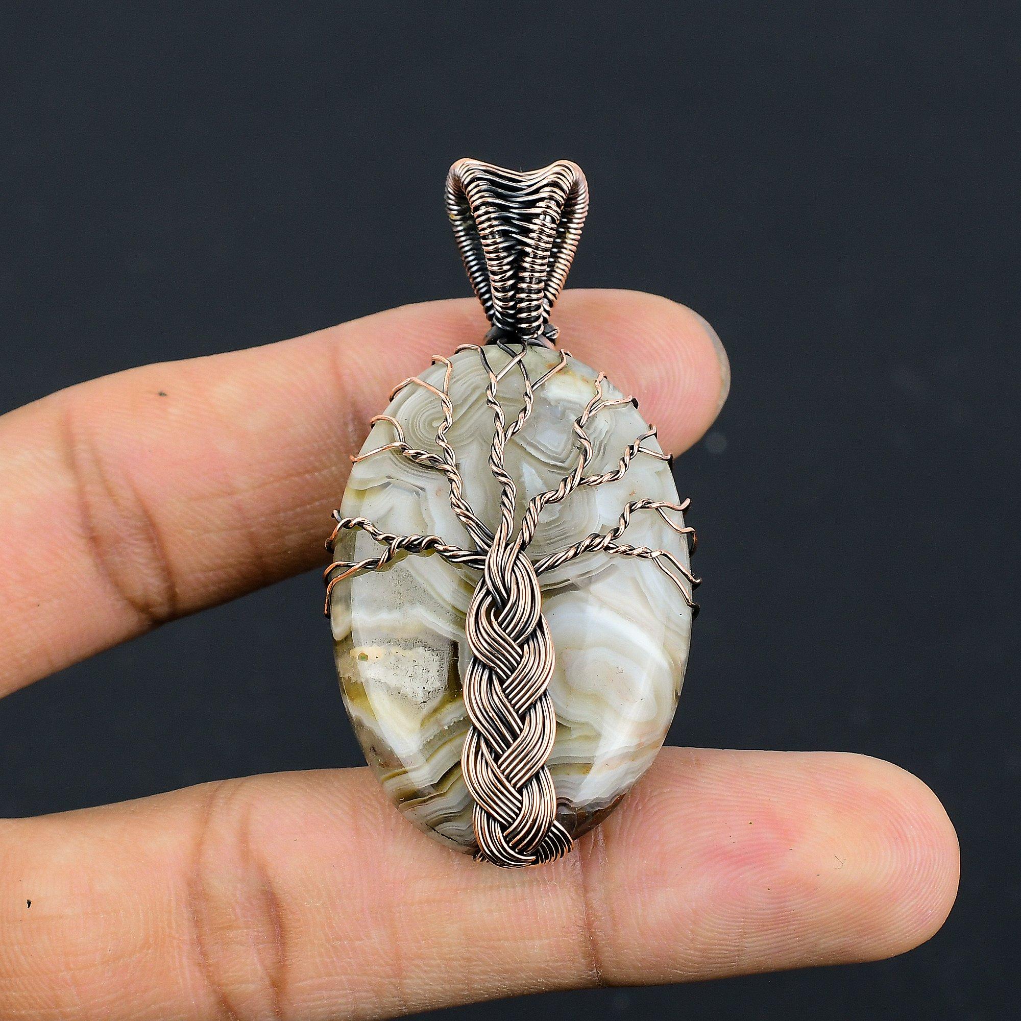 

Кулон из агата «Сумасшедший кружевной», ювелирное изделие ручной работы, кулон, обернутый медной проволокой 999 пробы, ювелирное изделие из содалита, подарок для нее, женский кулон, совершенно новый кулон 2.55