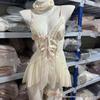 50970 Floral Mesh Nightgown with Bowknot and Removable Pads