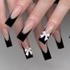 24 Pcs Pink French Tip Star Long Coffin False Nails Ballet Wearable Full Cover Press On Nail Tips Art