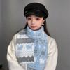 Fair Island wind cute cat double-sided knitted scarf female autumn and winter warm college wind versatile scarf windproof and cold
