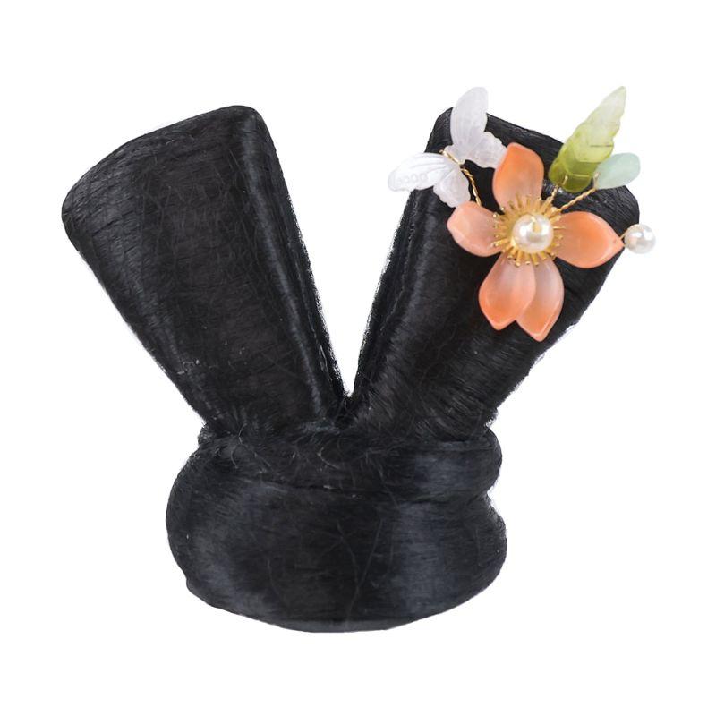 Children's Han Chinese Costume Chignon Ornament Cute Girl Tang Style Bun Mid-Autumn Festival Stage Performance Headdress Suit
