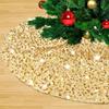 Gold Velvet Sequin Christmas Tree Skirt Mat - Festive Tree Decoration for Holiday Scenes & Parties