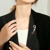 Brooch Pin 3D Flower Decor Scarf Pin with Rhinestone Inlay Thick Stable Lock Anti-exposure Suits Coats Sweaters Pin