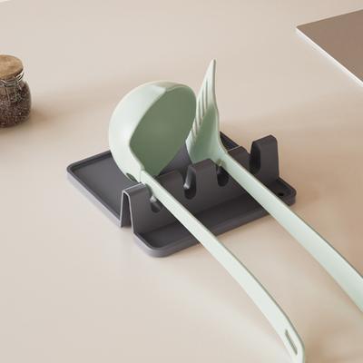 Silicone Spoon Rest for Stove Top Heat-Resistant Utensil Holder with Drip Pad BPA-Free Kitchen Spoon Rack for Spatulas Ladles Tongs Large Spoon Holder