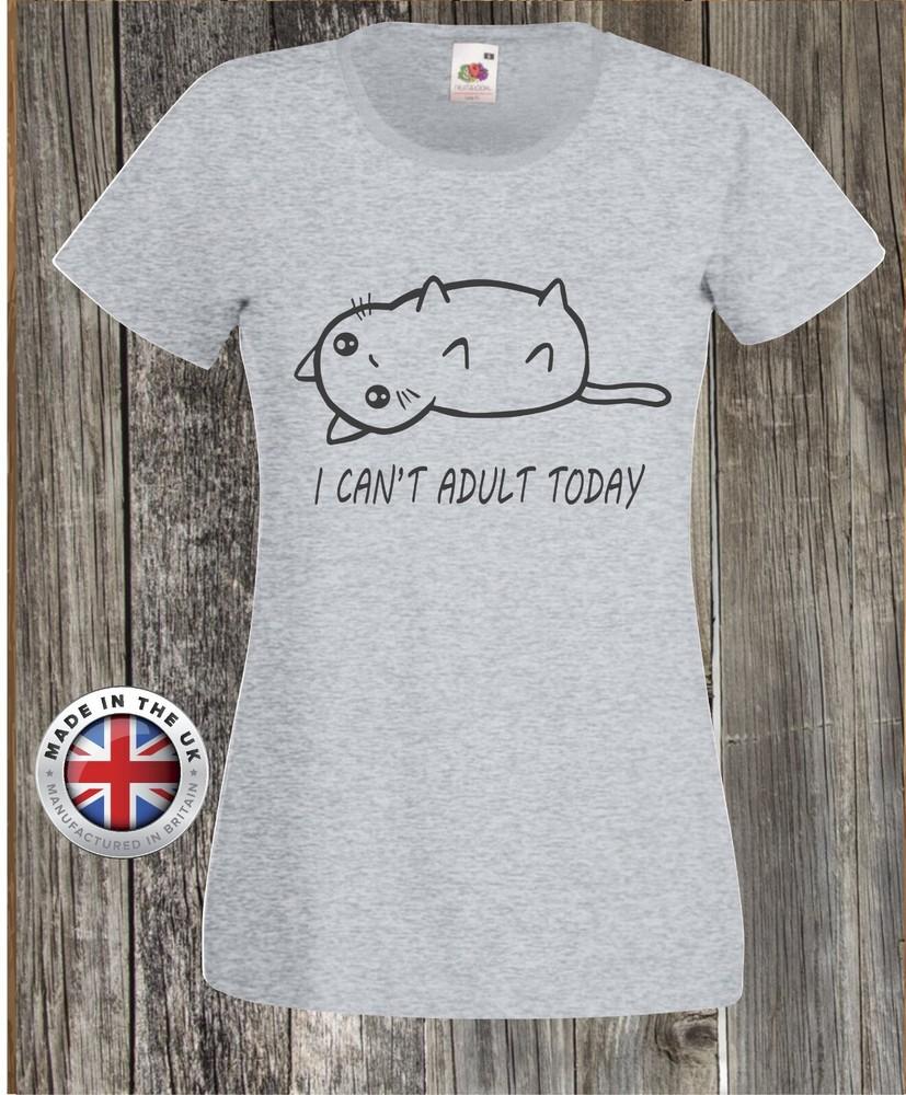 Cat t shirt  I can t adult  lazy cat funny tshirt grey t shirt,unisex fitted M