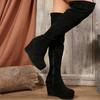 Fashion Women's High Boots 2024 Trend Suede High Heels Autumn Winter New Platform Wedges Chelsea Boots Female Chunky Over The Knee Boot