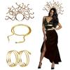 Halloween Medusas Snake Costume Medusas Headband Armband Necklace Accessories Set Snake Jewelry Set for Women Girls Gifts