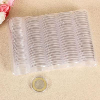 100pcs/Lot 27mm Clear Round Plastic Coin Capsules Containers Coin Protector Case