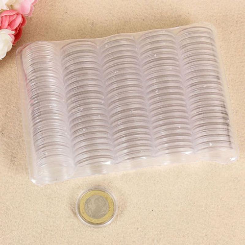 

100PCS 27mm Coin Capsule Box Transparent Round Coin Box Capsules Storage Coin Collection Holder Containers Home Supplies