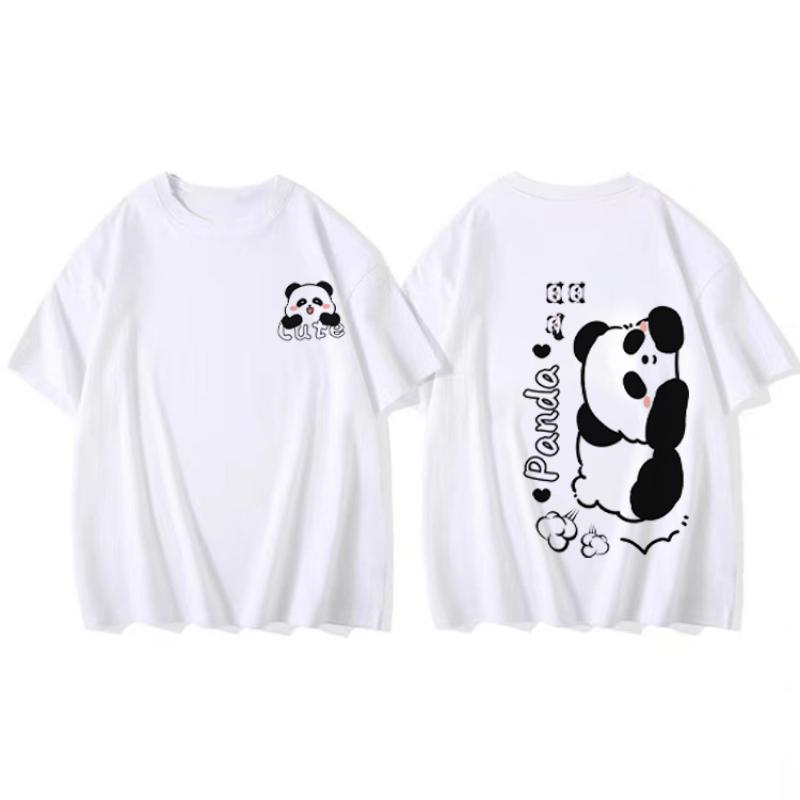 Women's Short Sleeve T-Shirt Summer Fashion Panda Printing Cotton T-Shirt Casual Loose Design Tops Kawaii Kpop Japanese Y2k