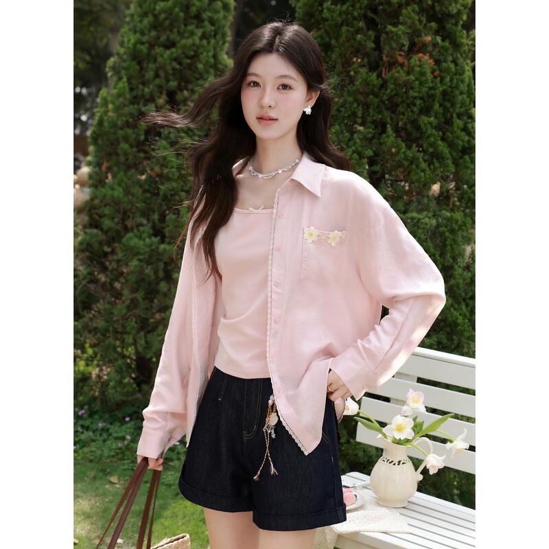 Lu Xiangnan Designer Sweet Pink Shirt S