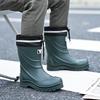 Water Shoes, High-end Rain Shoes, Men's New Elastic Closed Waterproof Bundle, Rain-proof, Medium Tube Rain Boots, Water Boots, Work Rubber Shoes