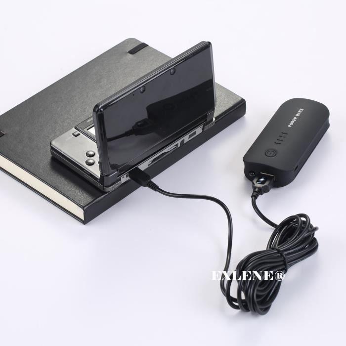 Câble USB de charge - Exlene® - 1.2m - Compatible Nintendo 3DS/DSi/XL/2DS - Noir - Charge pendant utilisation