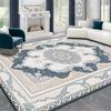 Oriental Medallion Area Rug, Vintage Blue Beige Non-Slip Floor Carpet for Living Room, Bedroom Elegant Home