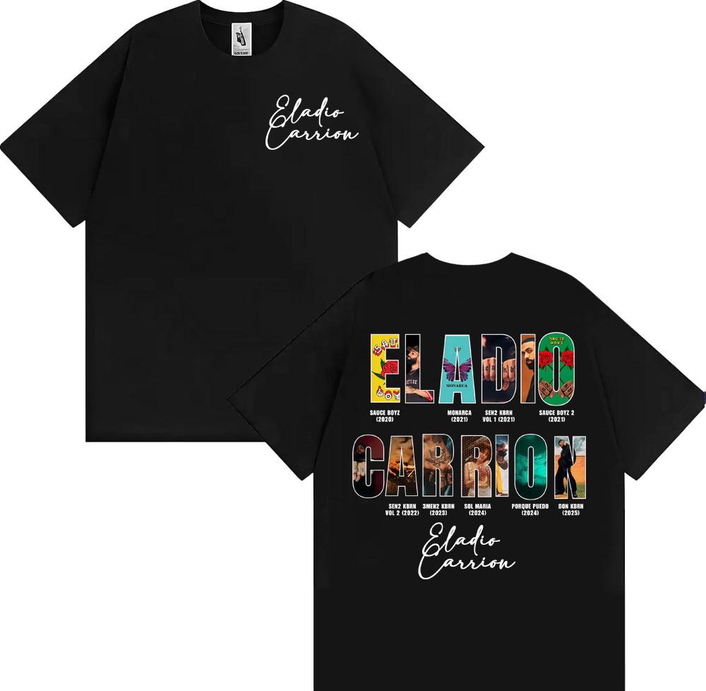 

Rapper Eladio Carrion Album Cover 2025 Tour T Shirt Men Women Vintage 90s Hip Hop Street Shirts Fashion Loose Oversized Tshirt L