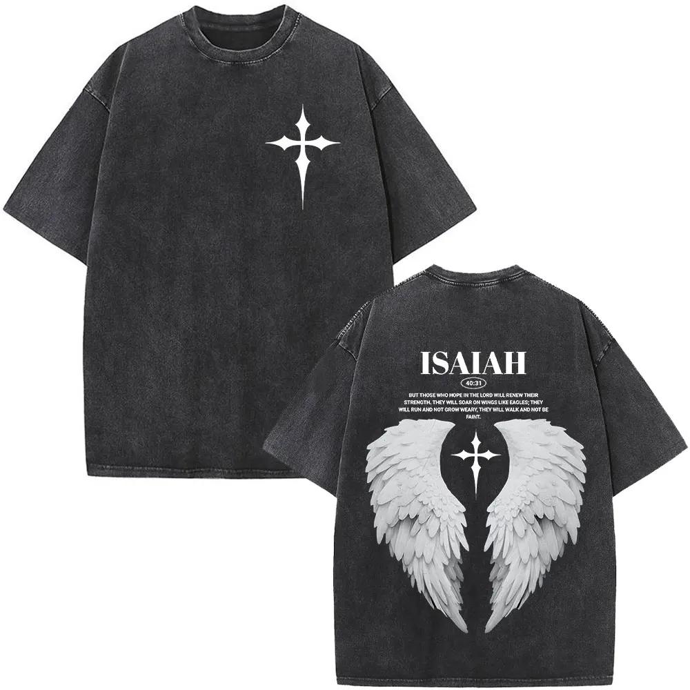 Christian Jesus Bible Verse Washed T-shirts Men's Women Fashion Vintage Oversized T Shirts Harajuku Cotton Short Sleeve T-shirt