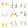 Korean Hand Woven Glass Rice Beads Flower Tassel Earrings Women's Cute Glamour Dangle Earrings Party Zircon Accessories