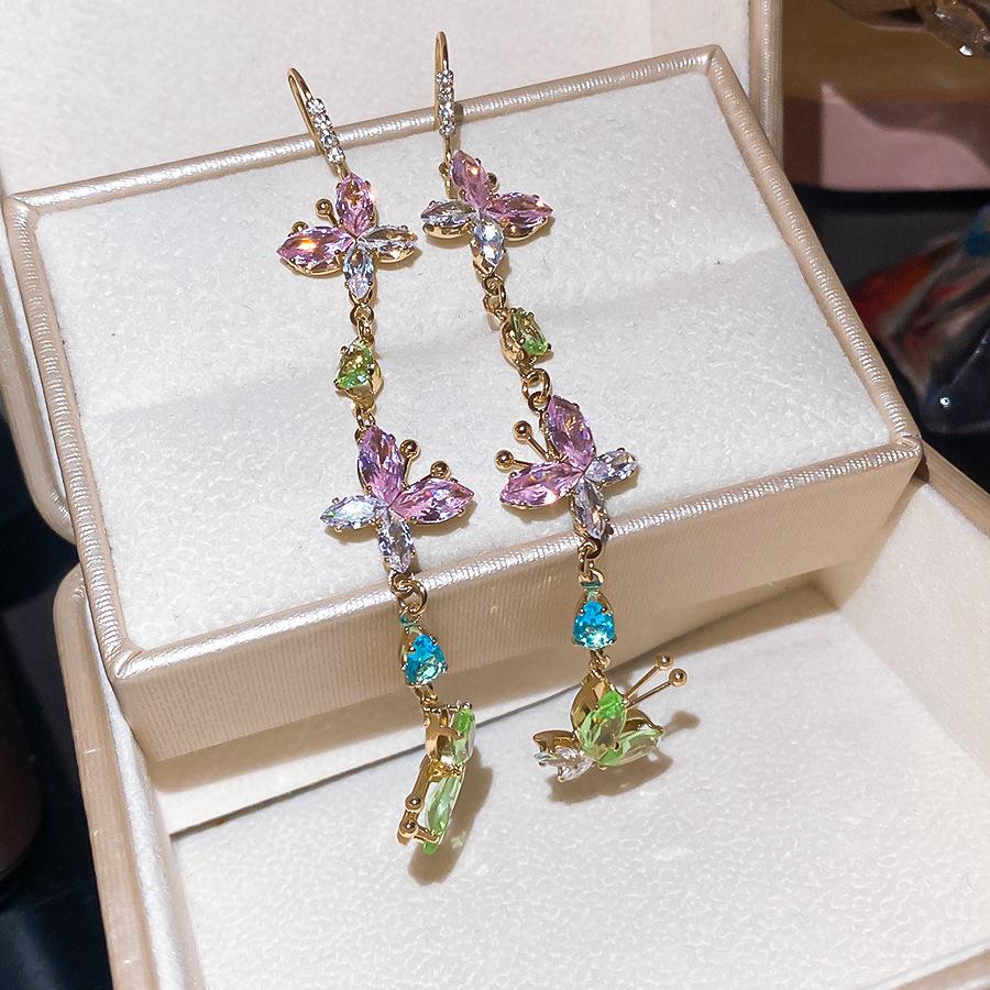 Butterfly Zircon Tassel Ear Hooks Sweet Exquisite New Style Ear Jewelry