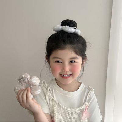 Korean-Style Children's Spring and Summer Beaded Sponge Hairband for Ponytail