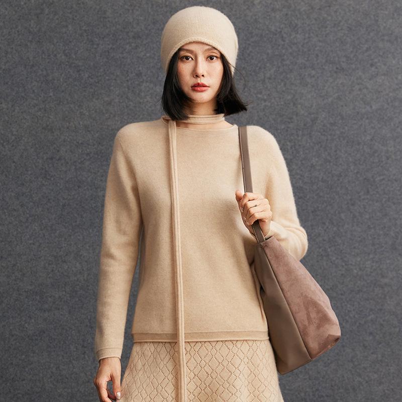Women's Cashmere Round Neck Loose Knitwear - Autumn/Winter Lazy Style Fashion