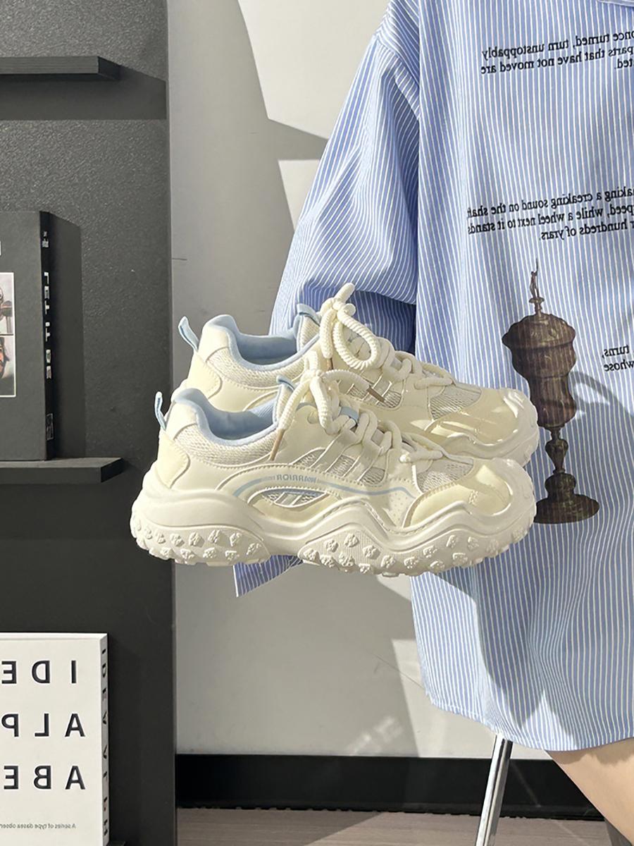 

Huili Women s Chunky Sneakers: 2025 Autumn/Winter, Soft Sole, Breathable Mesh, Black/White Versatile Hiking Shoes. 39