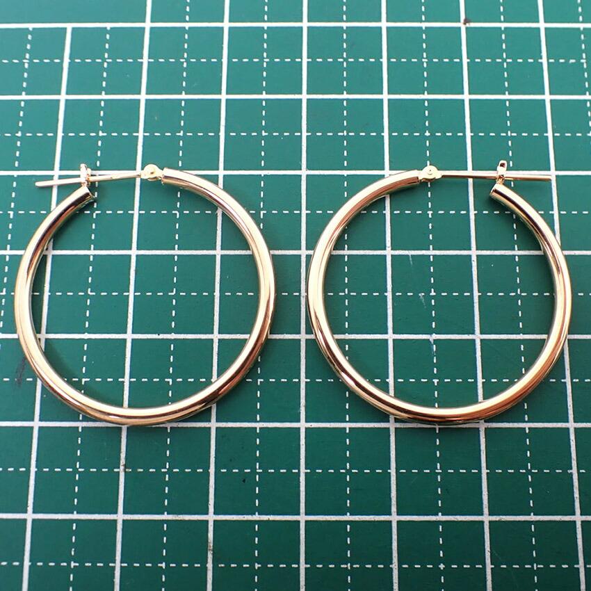 [Used] K18PG hoop earrings/j59-2
