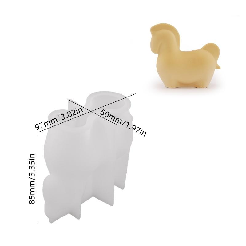 DIY Gypsum Aromatherapy Big Horses Pony Candle Silicone Molds Candlestick Decoration European Ornament Resin Mold Crafts Casting