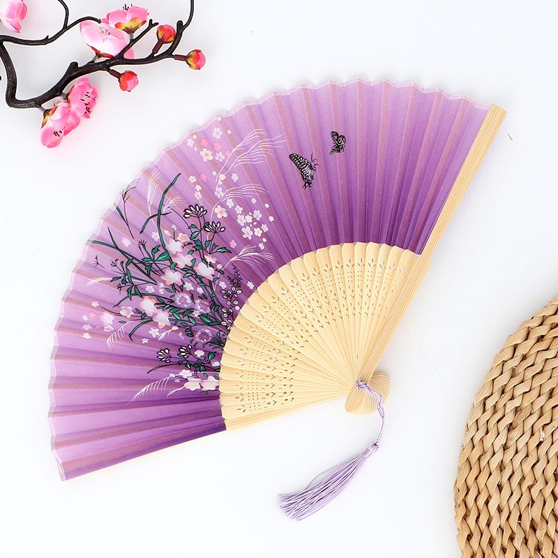 Hanfu skládací vějíř pro ženy inspirovaný japonským a čínským stylem – Scénický tanec bambusový styl