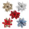 10/20Pcs Christmas Flowers Decor 15cm Glitter Flowers Decors for Christmas New Year Party Supplies