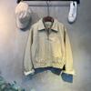C S In The Room Women S leaTher Collar Split lIne bandIng poCket Two Way Zipper 