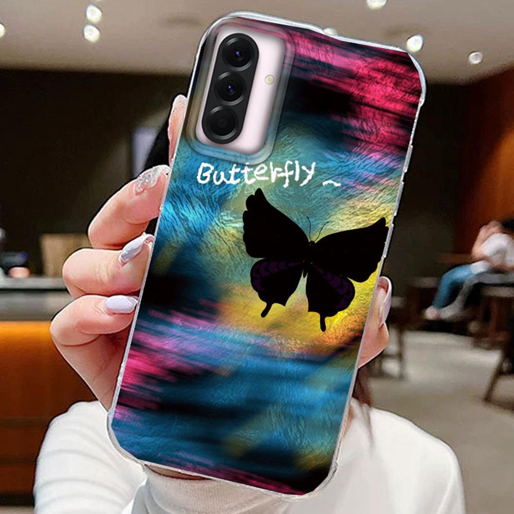 

Прозрачные чехлы для телефонов с фиолетовым градиентом, леопардовым принтом и сетчатыми вставками для Samsung A16 A26 A55 A15 A24 A25 A35 A14 S24 S25, силиконовая накладка Samsung S24 FE белый