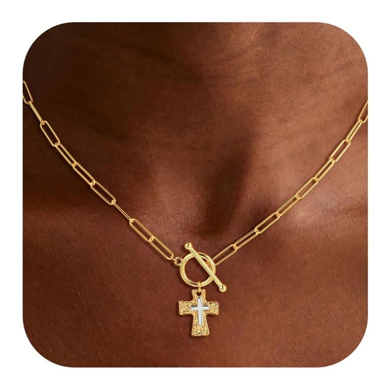 Stylish Religious Crucifix Pendant Necklace Alloy Collarbone Chain Perfect For Everyday Use And Special Occasions
