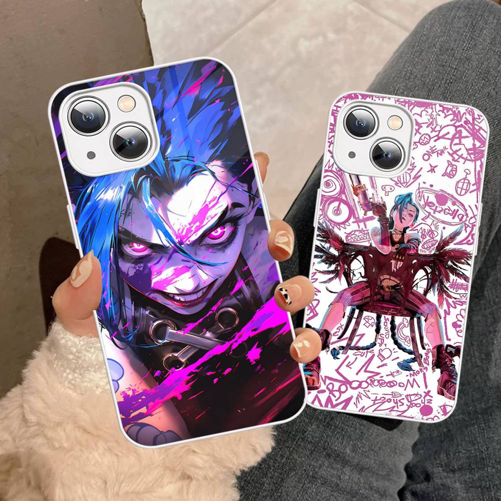 Arcane J-Jinx Anime Phone Case For IPhone 15 13 12 Mini 11 Pro XS Max X XR 14 Plus Tempered Glass Cover