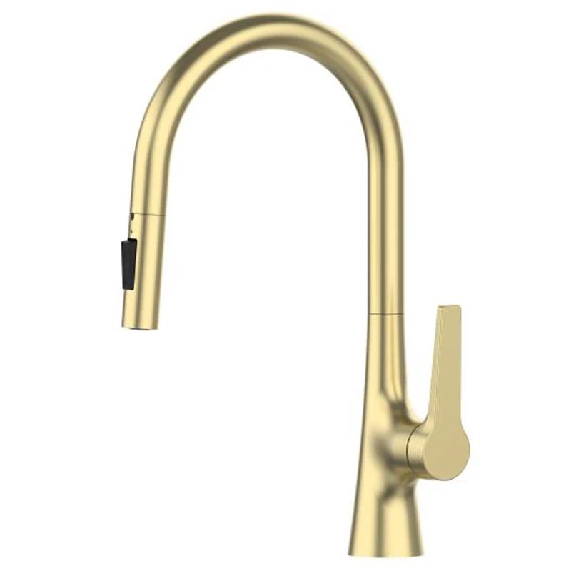 Bagnolux Black Brass Deck Mounted Kitchen Faucet Two Function Single Handle Pull Out Mixer Hot and Cold Water Pull Out Taps