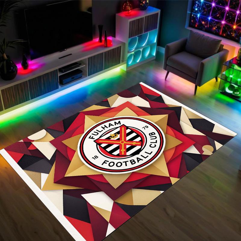 Fulham Football Design Crystal Velvet Carpet Cozy Non?Slip Printed Rug For Bedroom Living Room Entrance