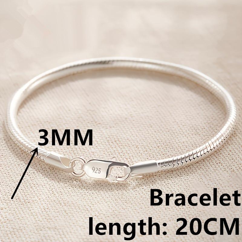 

Hot Selling Genuine 100% 925 Sterling Silver 3/4mm Snake Chain Bracelet and Bracelet Women Luxury Bracelet Jewelry 20cm 20cm