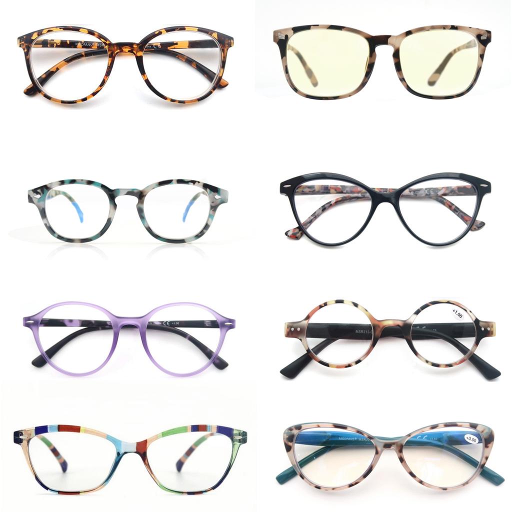 4Pack Reading Glasses For Men Women Round/Square/Cat Eye Spring Hinge Ultra Light Readers Eyeglasses Presbyopia With Diopter