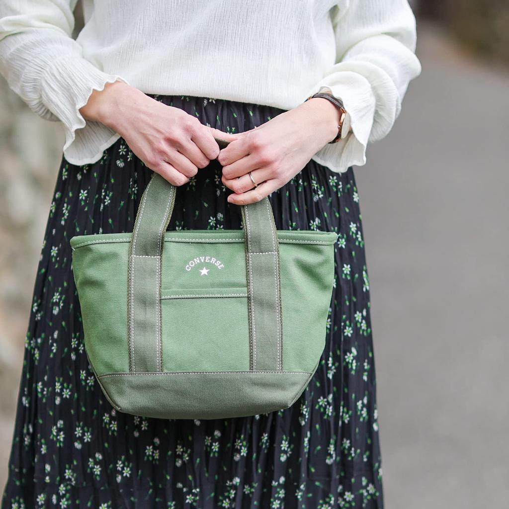Converse Canvas Mini Tote Bag for Men and Women, TOKYO All Star Reissue (All Moss Green, Size Small)