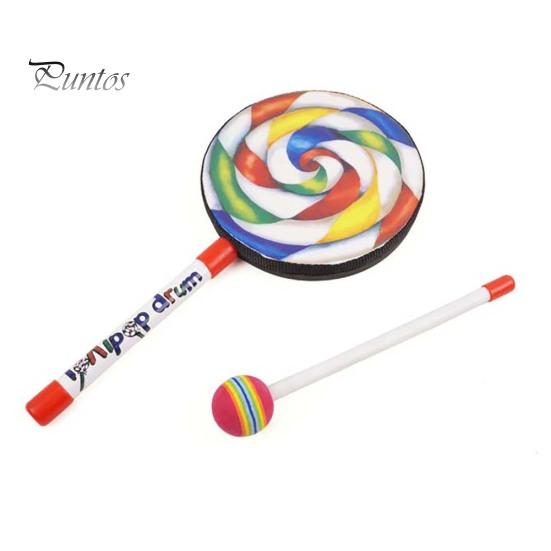 6inch Lollipop Drums Kids Music Teaching Aid?Wooden Percussion Instrument Toy
