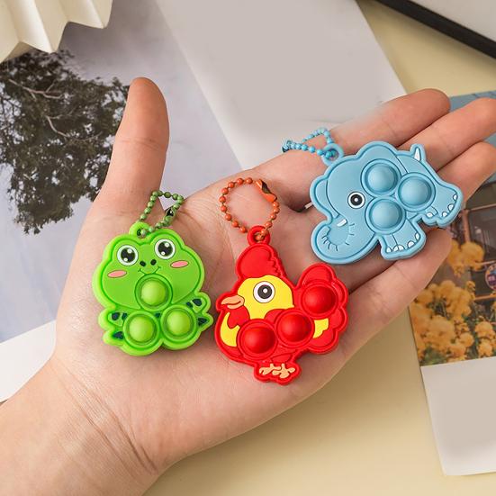 Silicone Bubble Popping Animal Toy with Ball Chain Office School Anxiety Stress Relief Push Bubble Toy Hanging Decoration