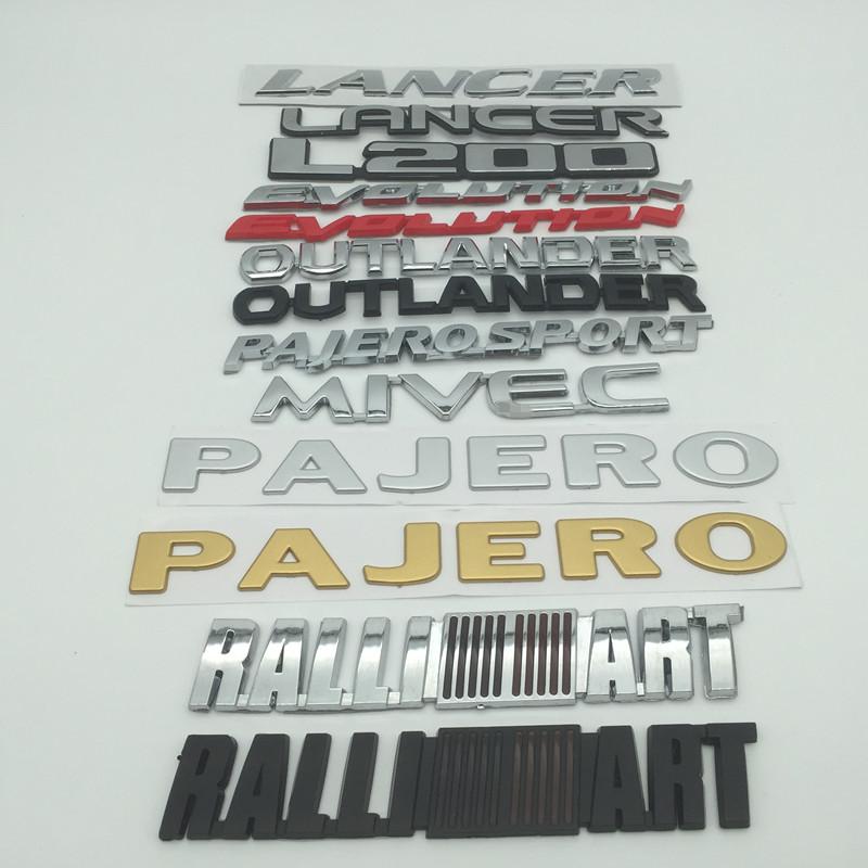 1pcs for Mitsubishi LANCER L200 EVOLUTION PAJERO OUTLANDER car Letter Emblem Rear tail trunk Decals badge sticker Decal styling