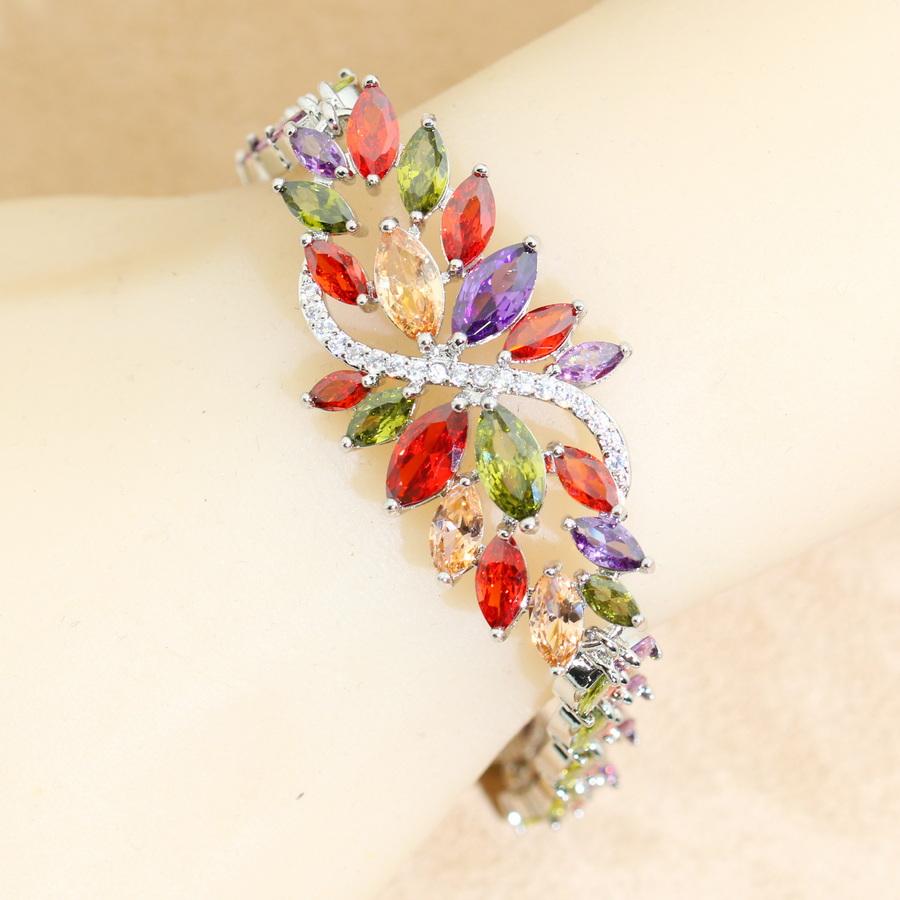 Luxuriöses Mehrfarbiger Stein Armband für Frauen Hochzeitsschmuck Geburtstagsgeschenk